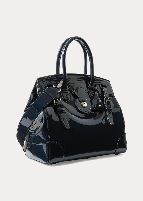 Bolsos De Mano Ralph Lauren Mujer Azul Marino - Patent Calfskin Soft Ricky 33 - TYMHG1238